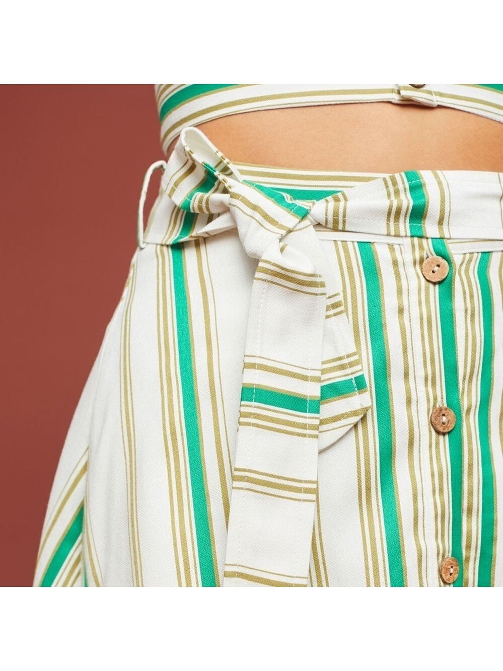Hutch Anthropologie Baracoa Striped Button-Down Midi A-Line Skirt Size 2 Coastal - Picture 3 of 10